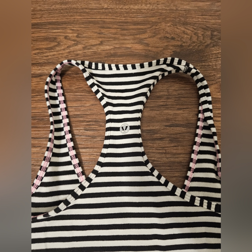 Lululemon Racerback Tank Top Black & White Striped - Picture 6 of 6